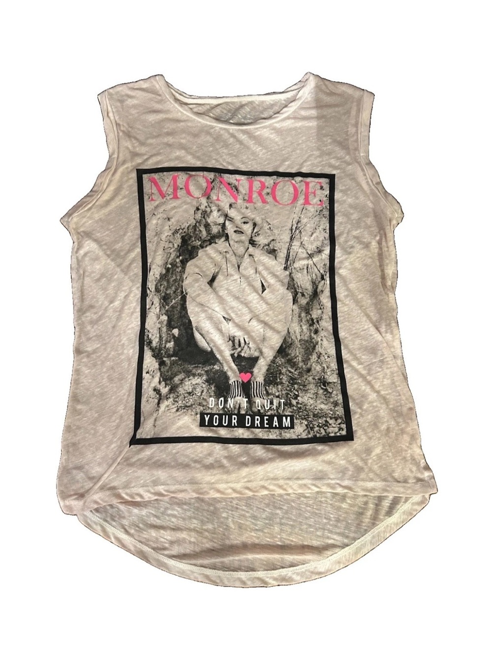 Marilyn Monroe Graphic Tank Top Womens L Pink White Sleeveless High Low Tee